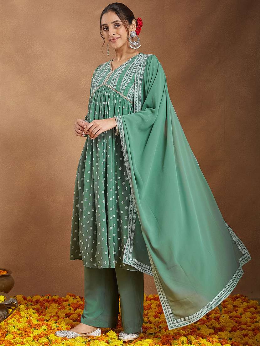 women embroidered long sleeve kurta palazzo with dupatta set - 22156248 -  Standard Image - 4