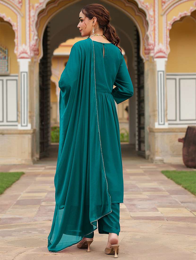 women embroidered three quarter sleeve kurta palazzo with dupatta set - 22156252 -  Standard Image - 4