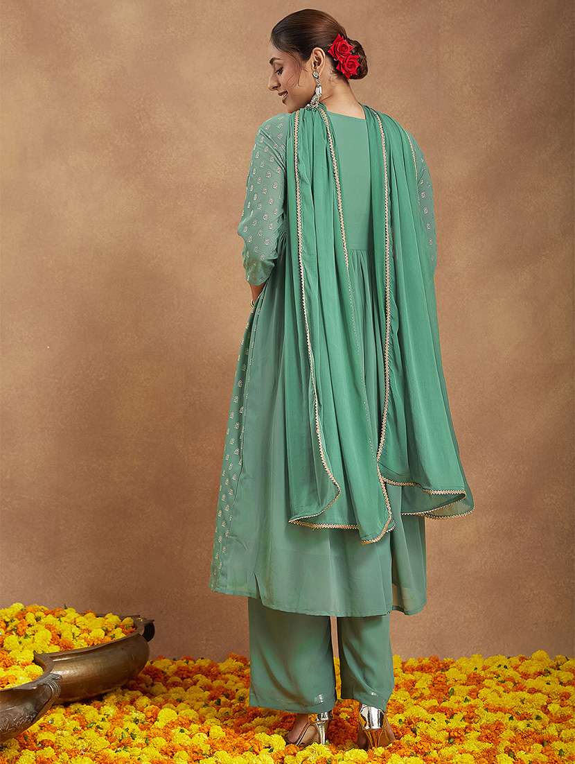 women embroidered three quarter sleeve kurta palazzo with dupatta set - 22156268 -  Standard Image - 4