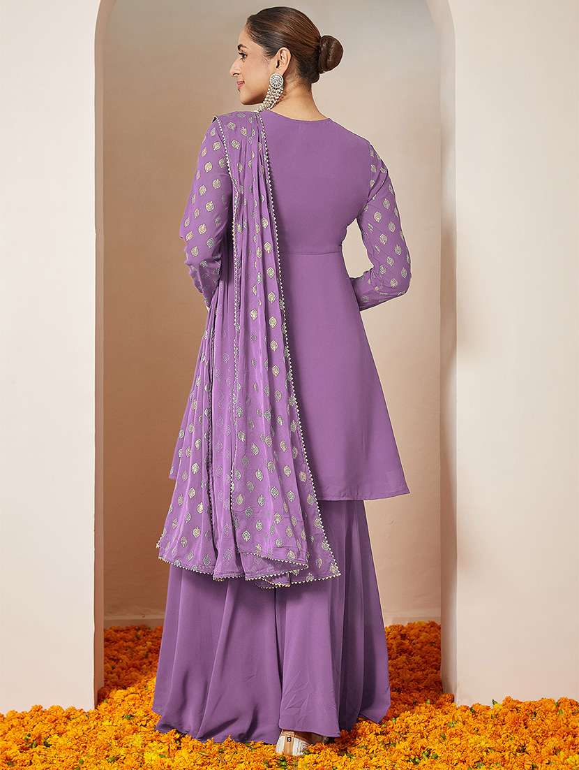 women embroidered long sleeve kurta sharara with dupatta set - 22156271 -  Standard Image - 4