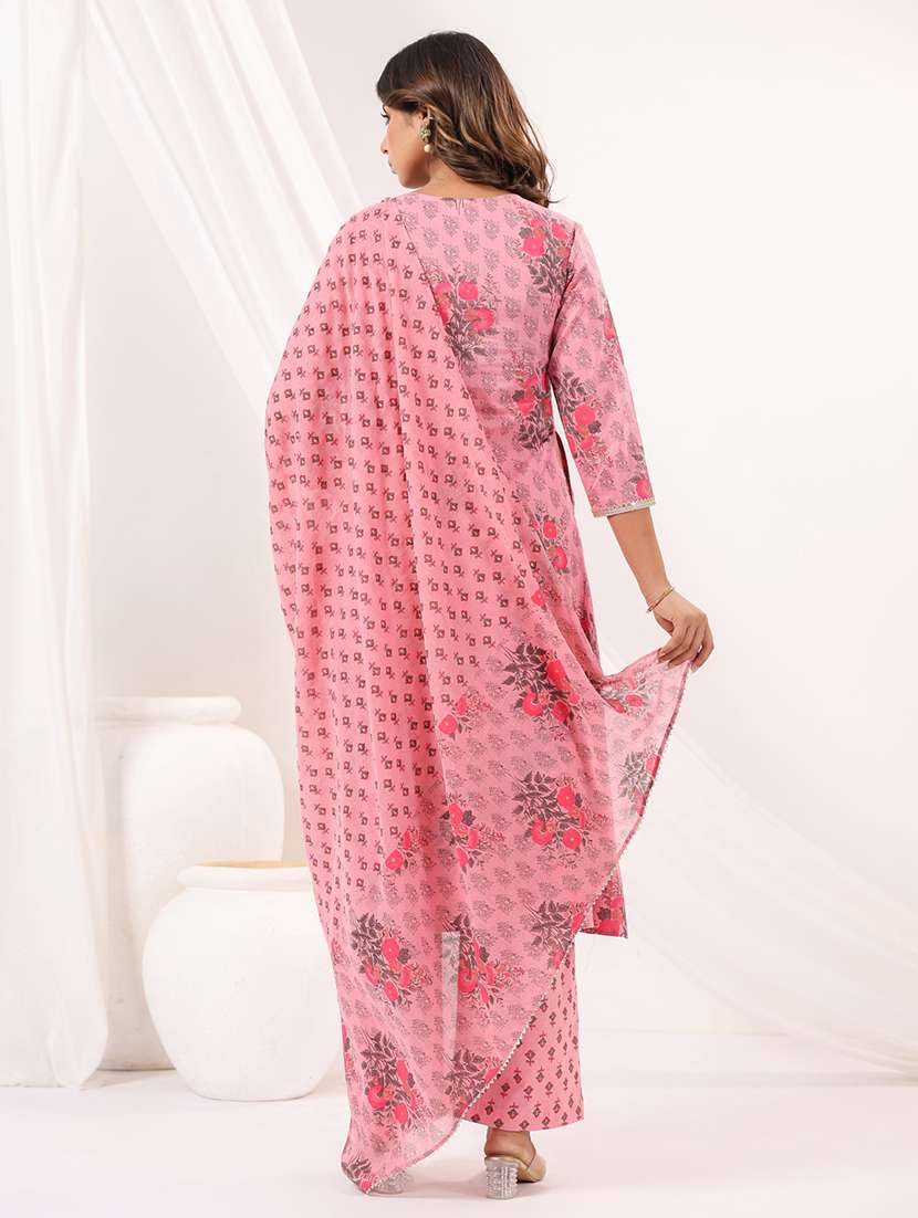 women embroidered three quarter sleeve kurta pant with dupatta set - 22156290 -  Standard Image - 4