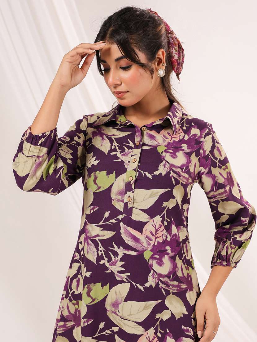 women printed three quarter sleeve a-line dress - 22156349 -  Standard Image - 4