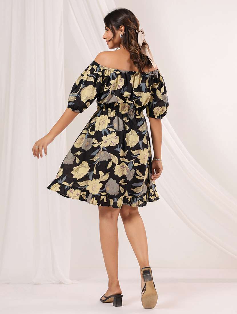 women floral print off shoulder a-line dress - 22156355 -  Standard Image - 4
