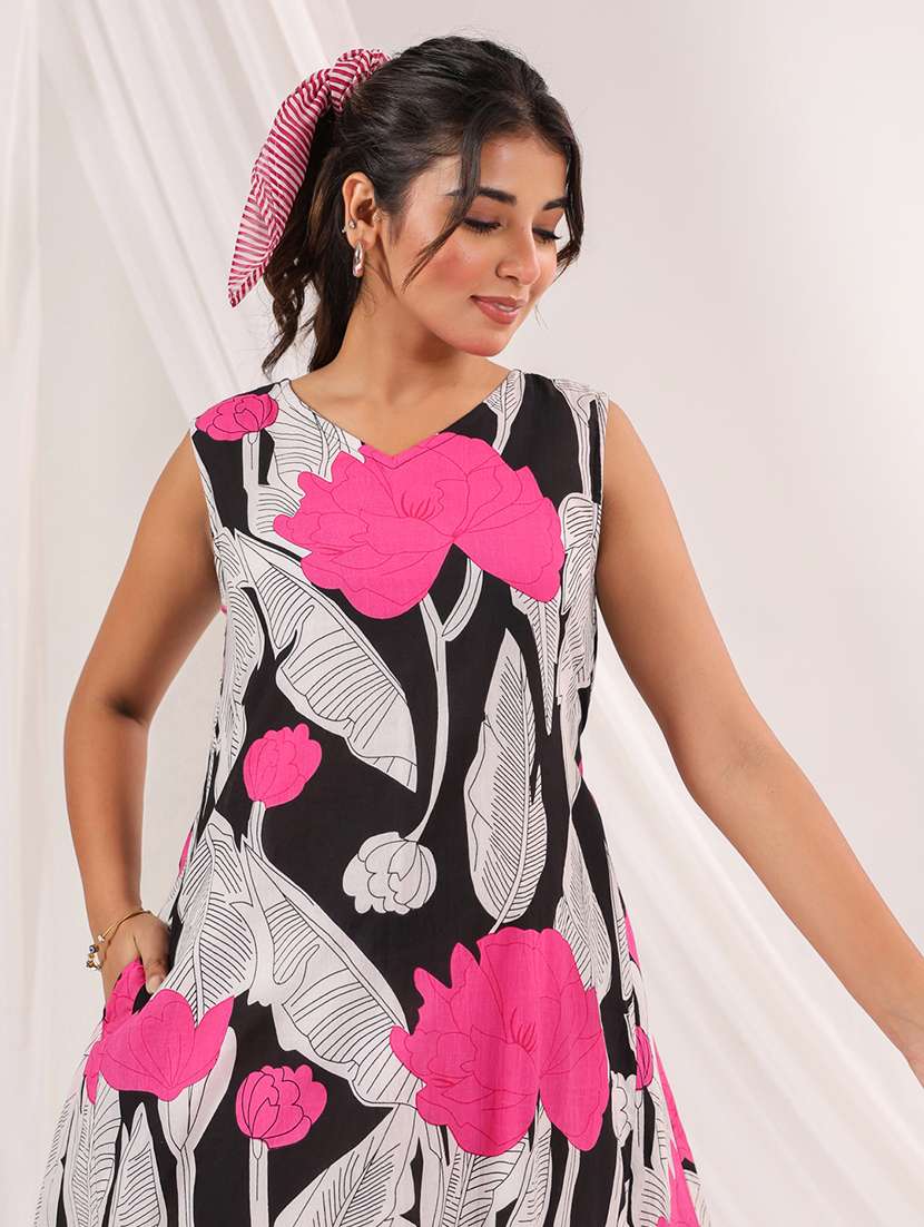 women floral print sleeveless asymmetric dress - 22156362 -  Standard Image - 4