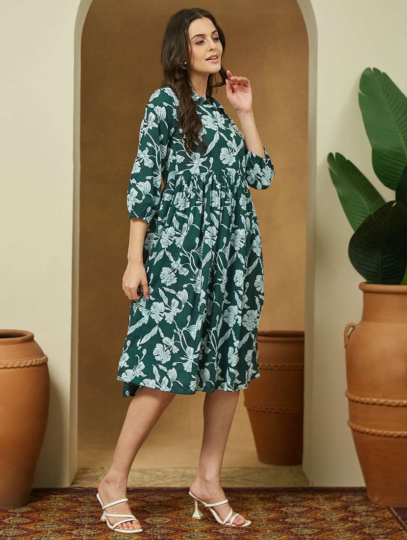 women floral print puff sleeve fit & flare dress - 22156364 -  Standard Image - 4
