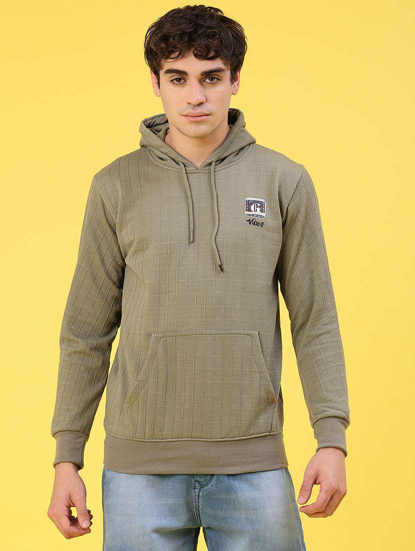 men solid long sleeve hooded sweatshirt - 22156482 -  Standard Image - 1