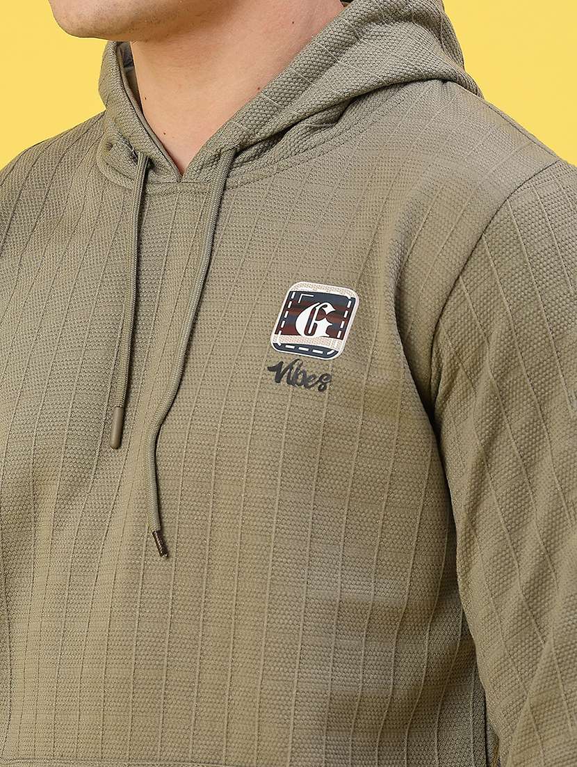 men solid long sleeve hooded sweatshirt - 22156482 -  Standard Image - 4