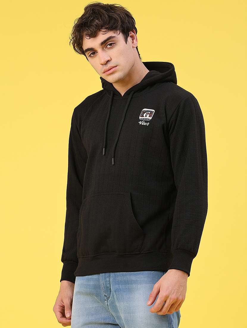 men solid long sleeve hooded sweatshirt - 22156483 -  Standard Image - 1
