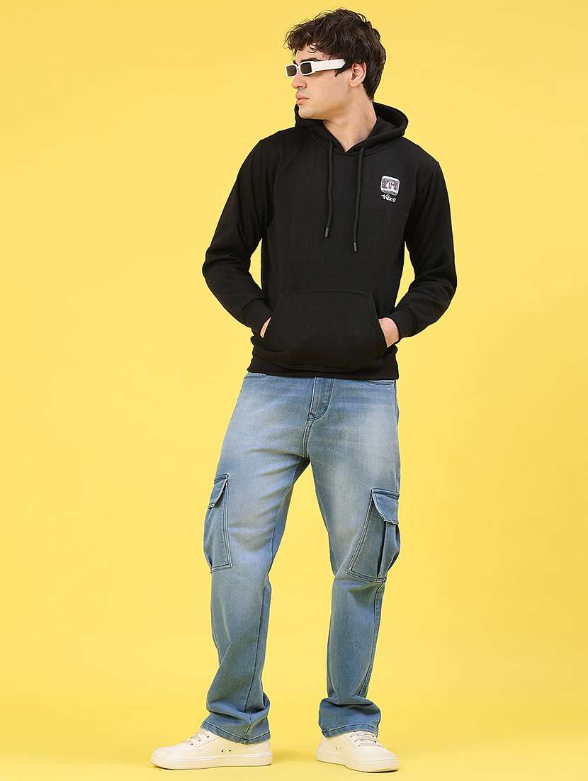 men solid long sleeve hooded sweatshirt - 22156483 -  Standard Image - 4