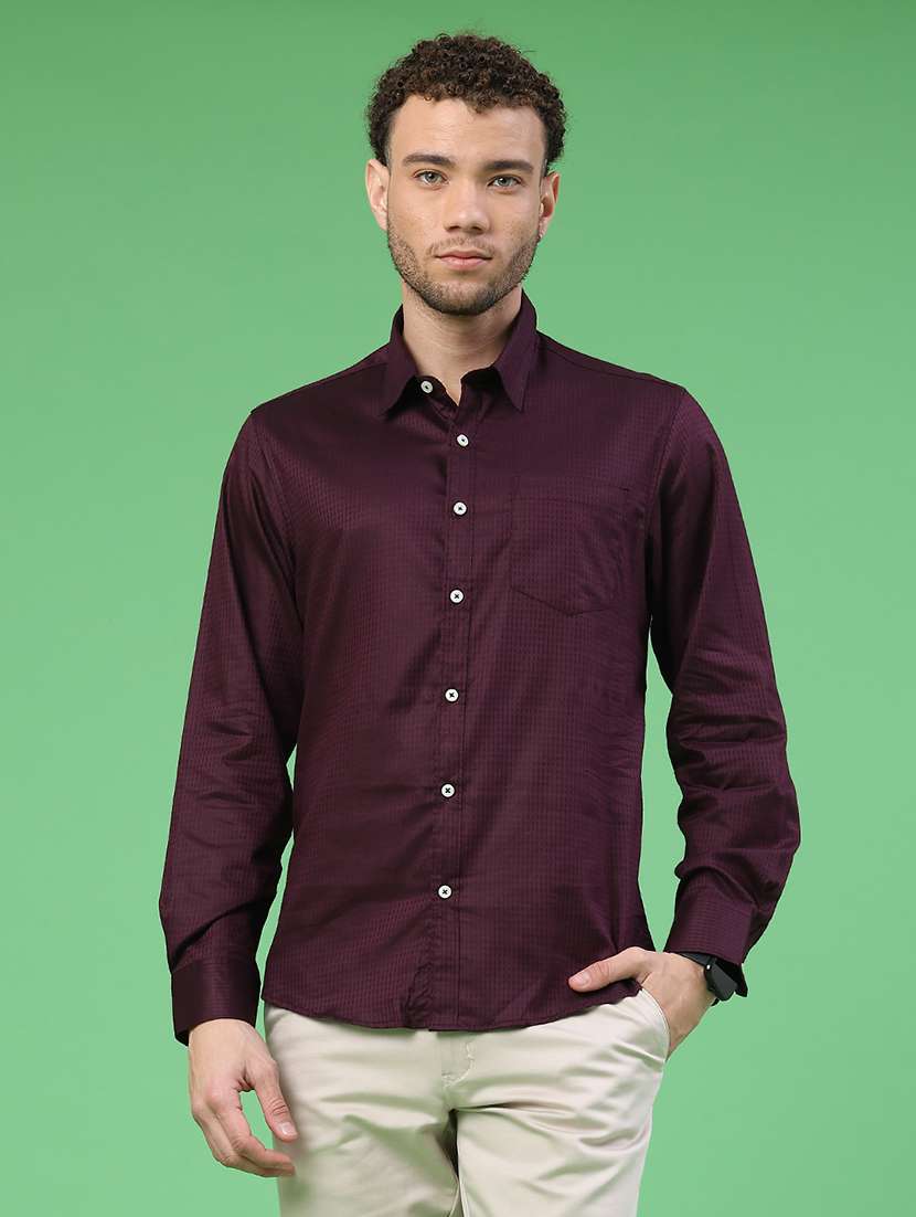 Men Self Design Long Sleeve Regular Fit Casual Shirt - 22156671 -  Standard Image - 1