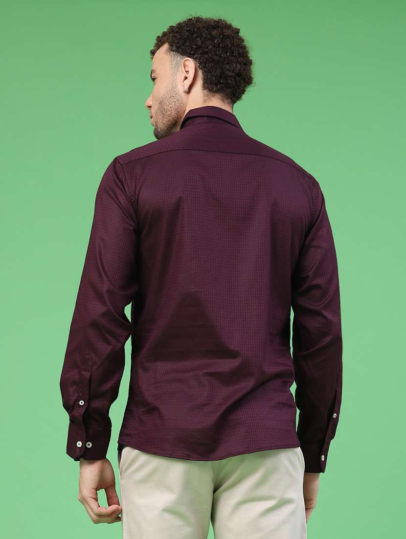 Men Self Design Long Sleeve Regular Fit Casual Shirt - 22156671 -  Standard Image - 4