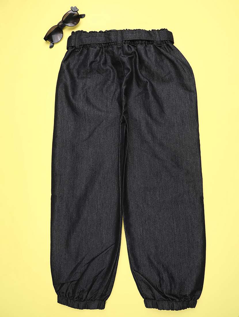 girls solid mid rise joggers - 22156752 -  Standard Image - 1