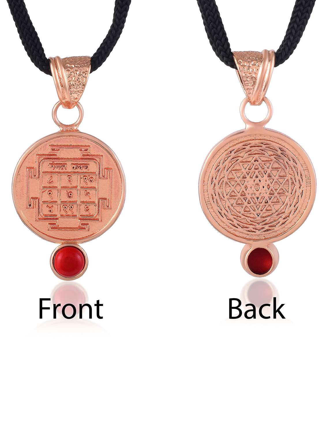 copper yantra pendant with red stone - 22156776 -  Standard Image - 1