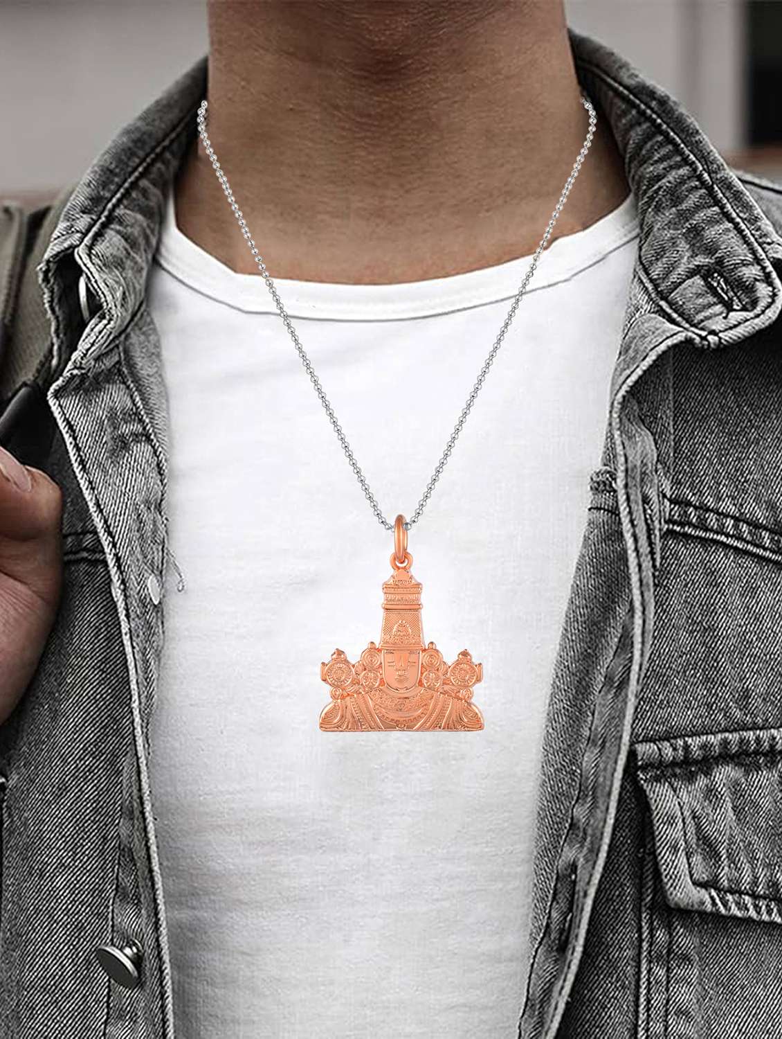 pure copper tirupati balaji lord venkateshwara pendant  - 22156779 -  Standard Image - 4