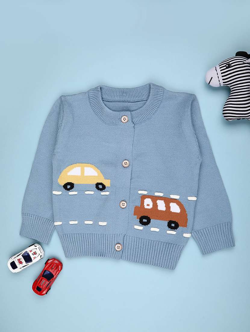 boys self design long sleeve sweater