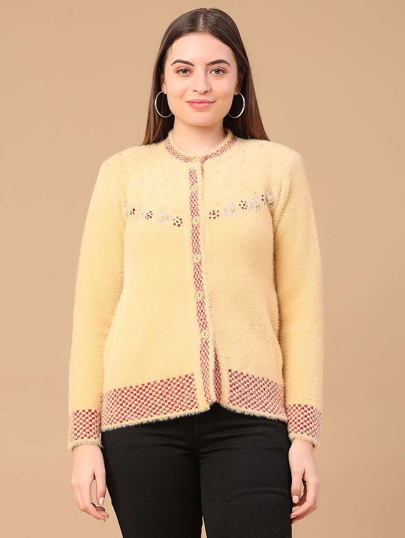 women self design long sleeve cardigan - 22156913 -  Standard Image - 1