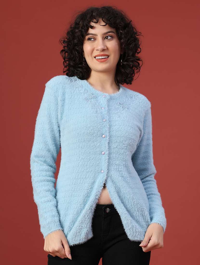 women self design long sleeve cardigan - 22156914 -  Standard Image - 1