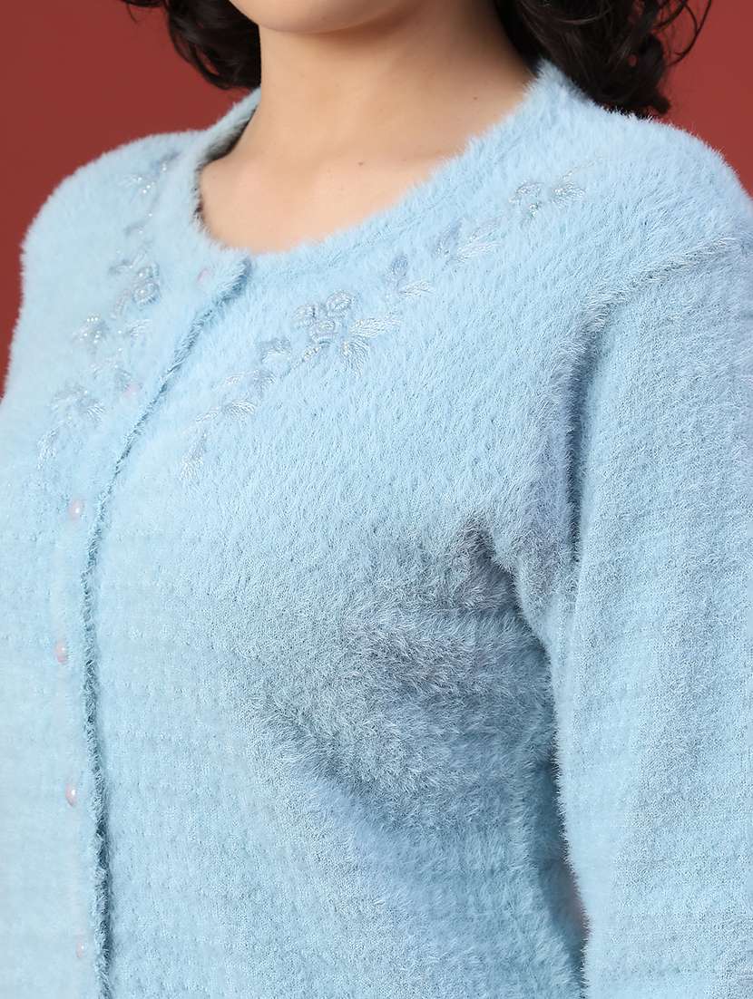 women self design long sleeve cardigan - 22156914 -  Standard Image - 4