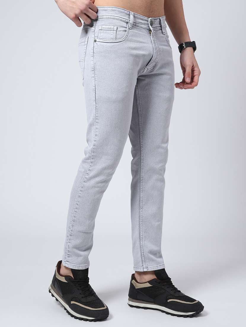 men plain mid rise full length slim fit jeans - 22156931 -  Standard Image - 1
