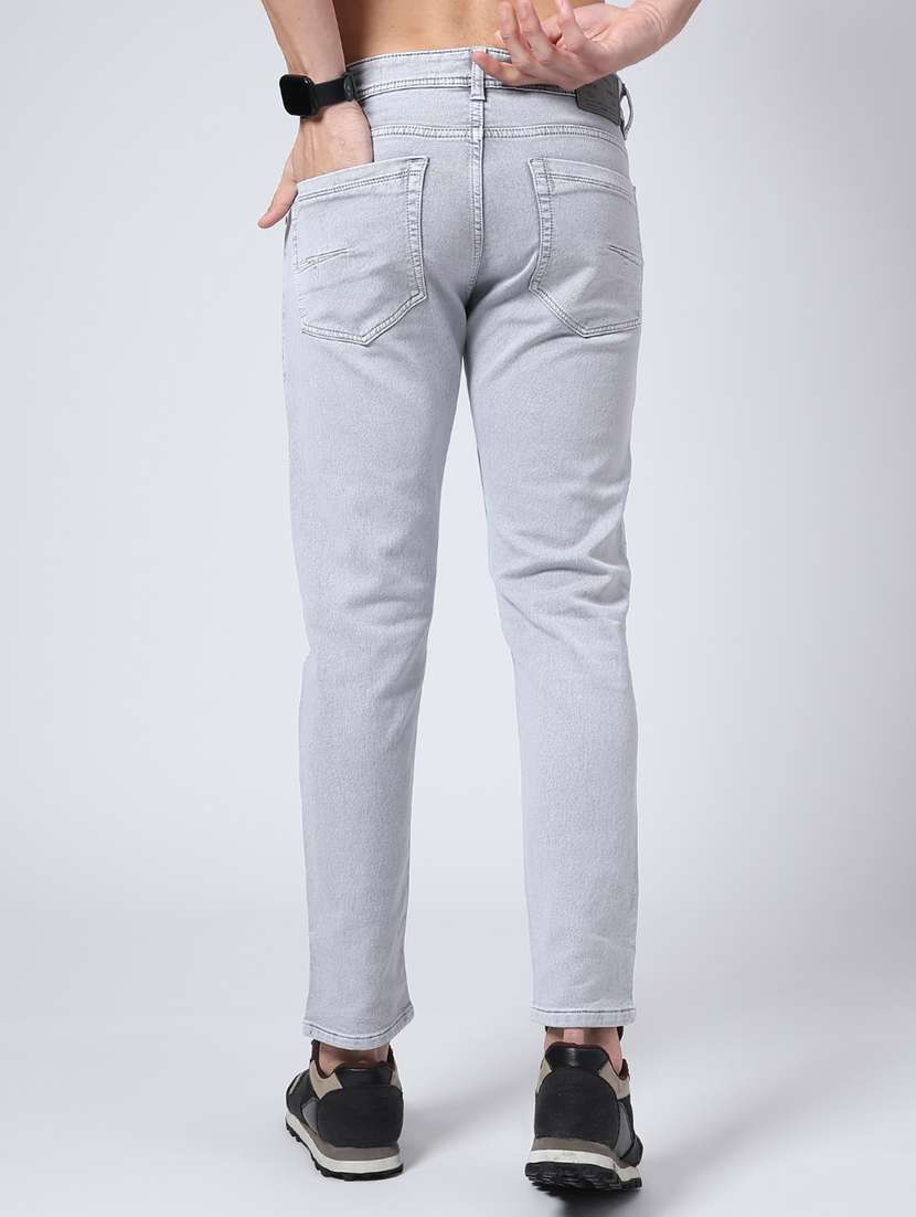 men plain mid rise full length slim fit jeans - 22156931 -  Standard Image - 4