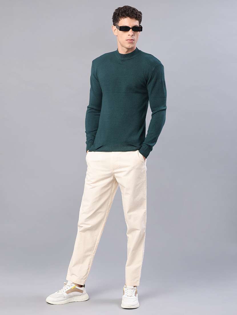 men self design long sleeve slim fit pullover  - 22156952 -  Standard Image - 4