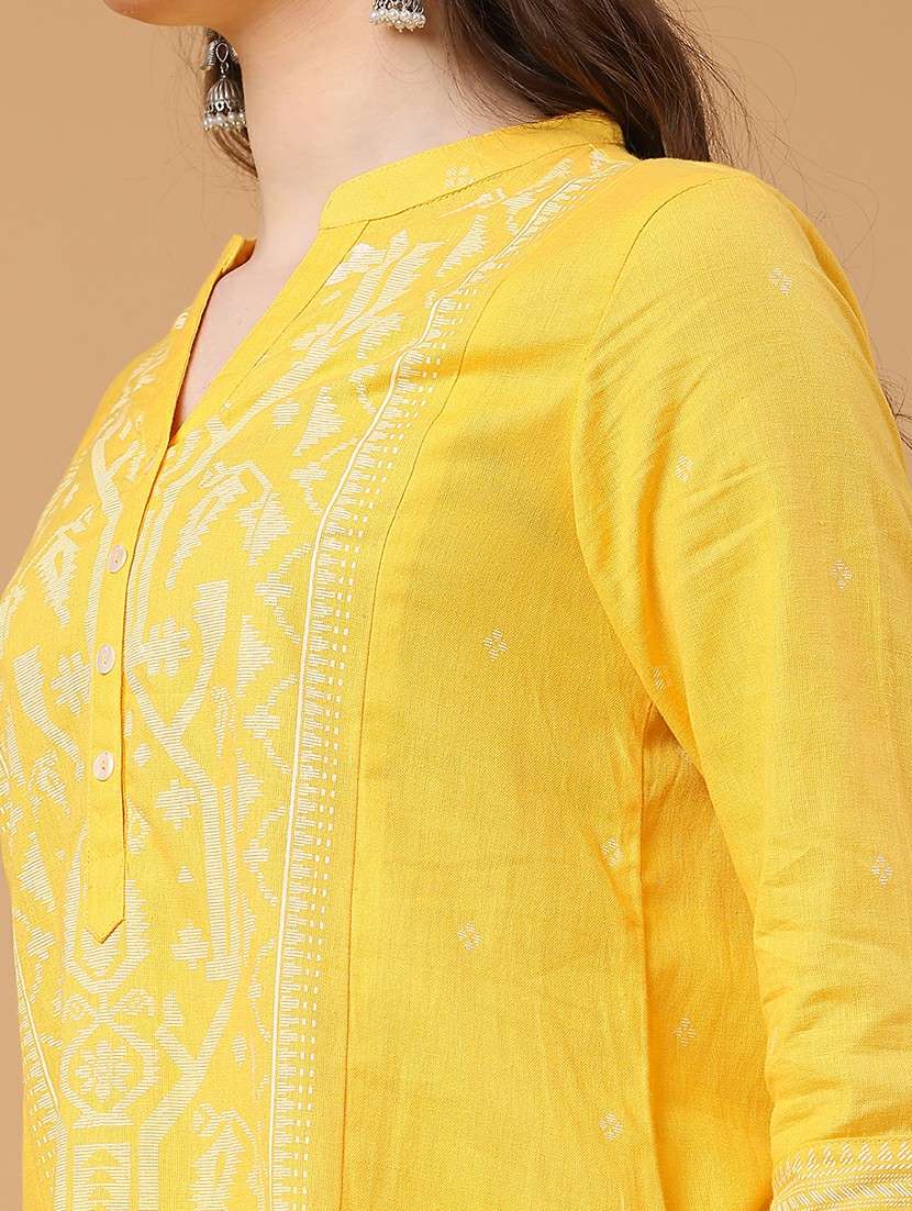Yellow Cotton Aline Kurta - 22156953 -  Standard Image - 1