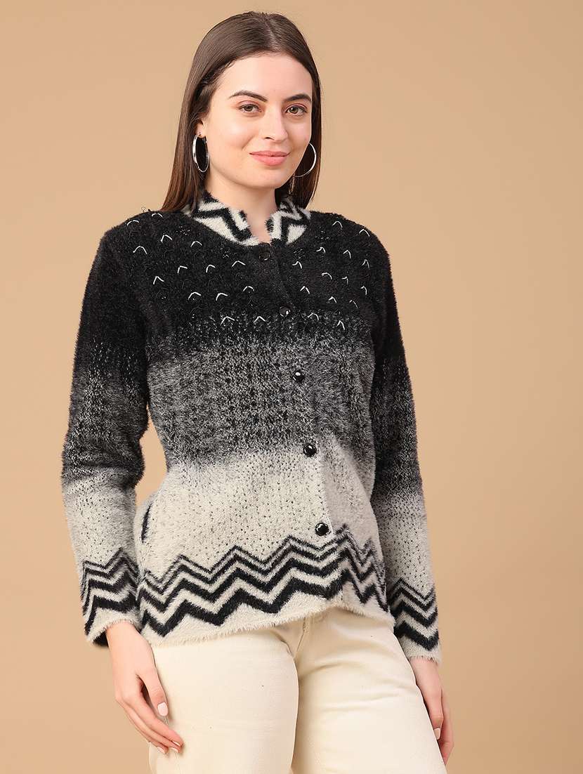 women self design long sleeve cardigan - 22156997 -  Standard Image - 1