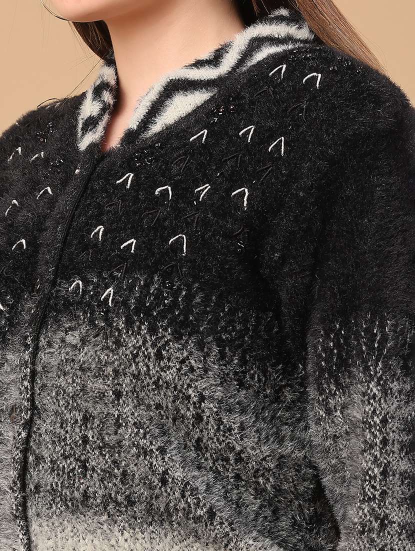 women self design long sleeve cardigan - 22156997 -  Standard Image - 4