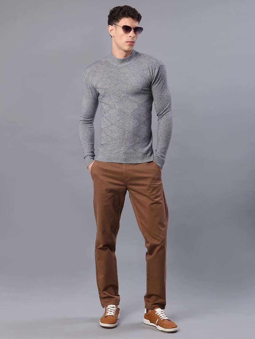 men self design long sleeve slim fit pullover  - 22157022 -  Standard Image - 4