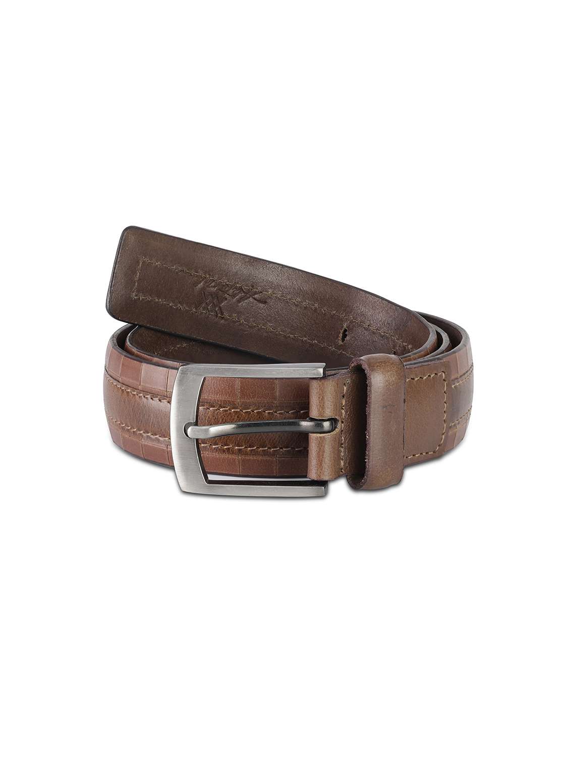 mens brown leather textured belt - 22157036 -  Standard Image - 1
