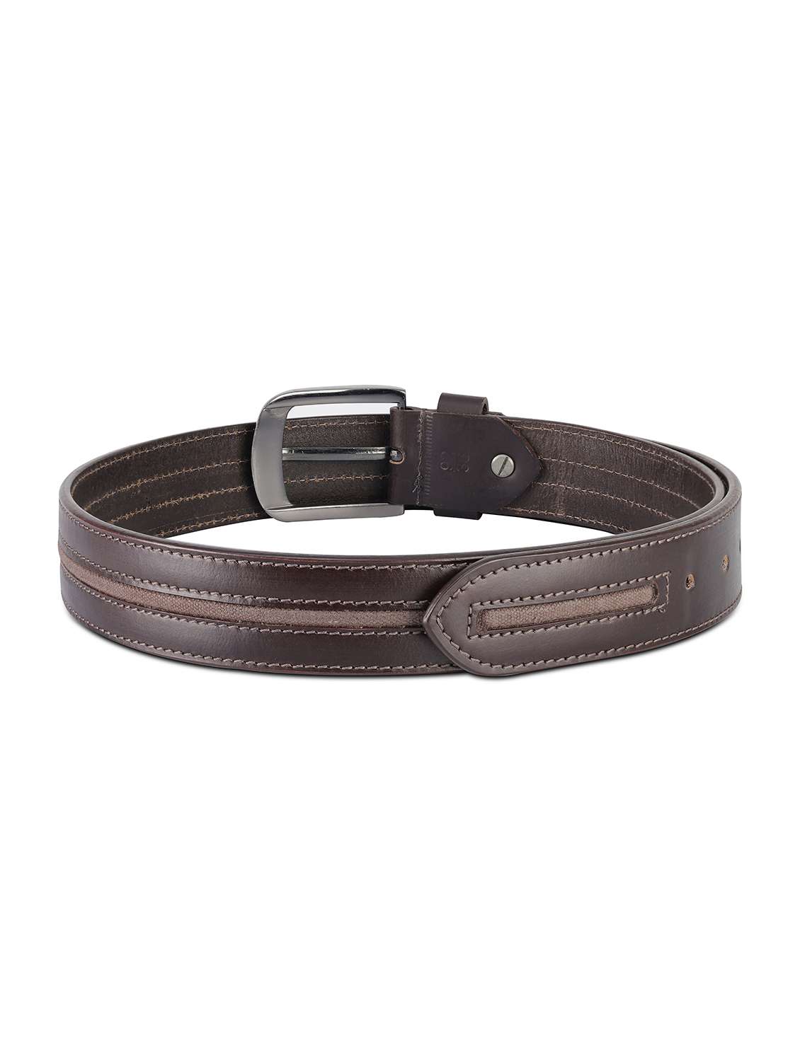 brown leather belt with metal buckle - 22157038 -  Standard Image - 4