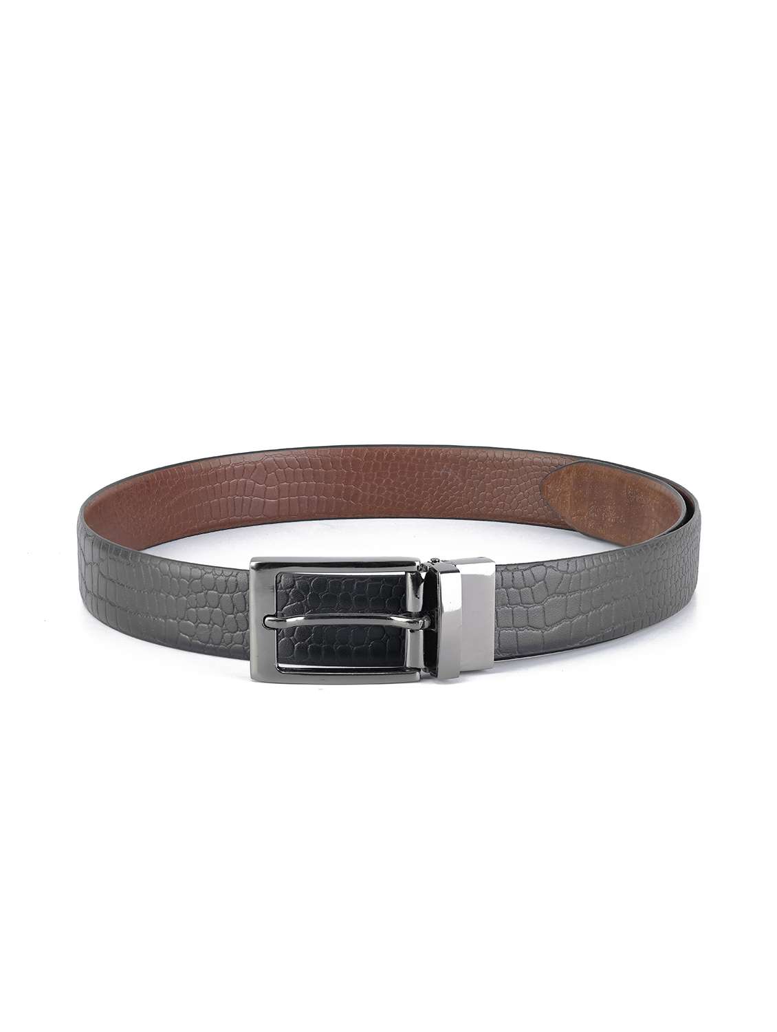 men's black crocodile patterned genuine leather belt - 22157040 -  Standard Image - 1