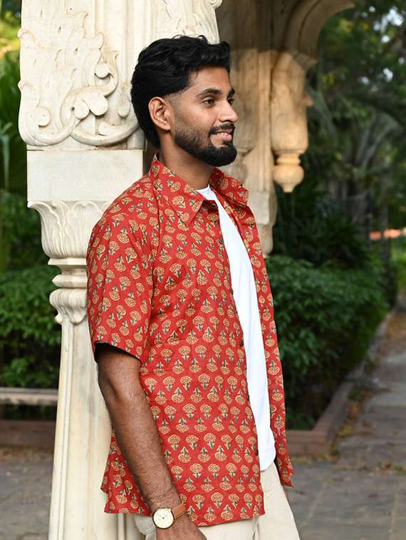 men printed short sleeve regular fit casual shirt - 22157074 -  Standard Image - 1