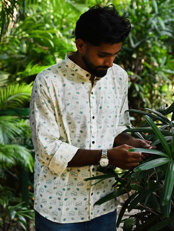 men printed long sleeve regular fit casual shirt - 22157076 -  Standard Image - 1