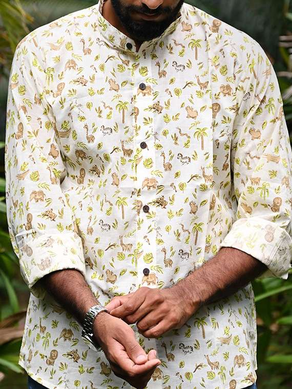 men printed long sleeve regular fit casual shirt - 22157077 -  Standard Image - 4