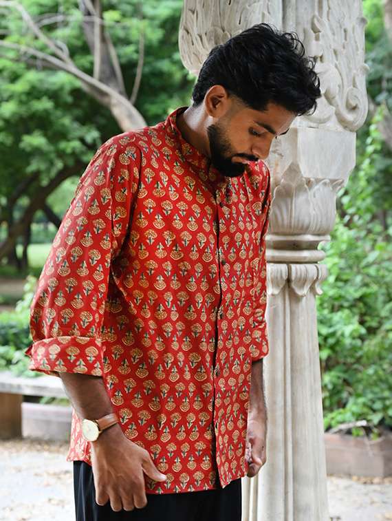 men printed long sleeve regular fit casual shirt - 22157079 -  Standard Image - 1