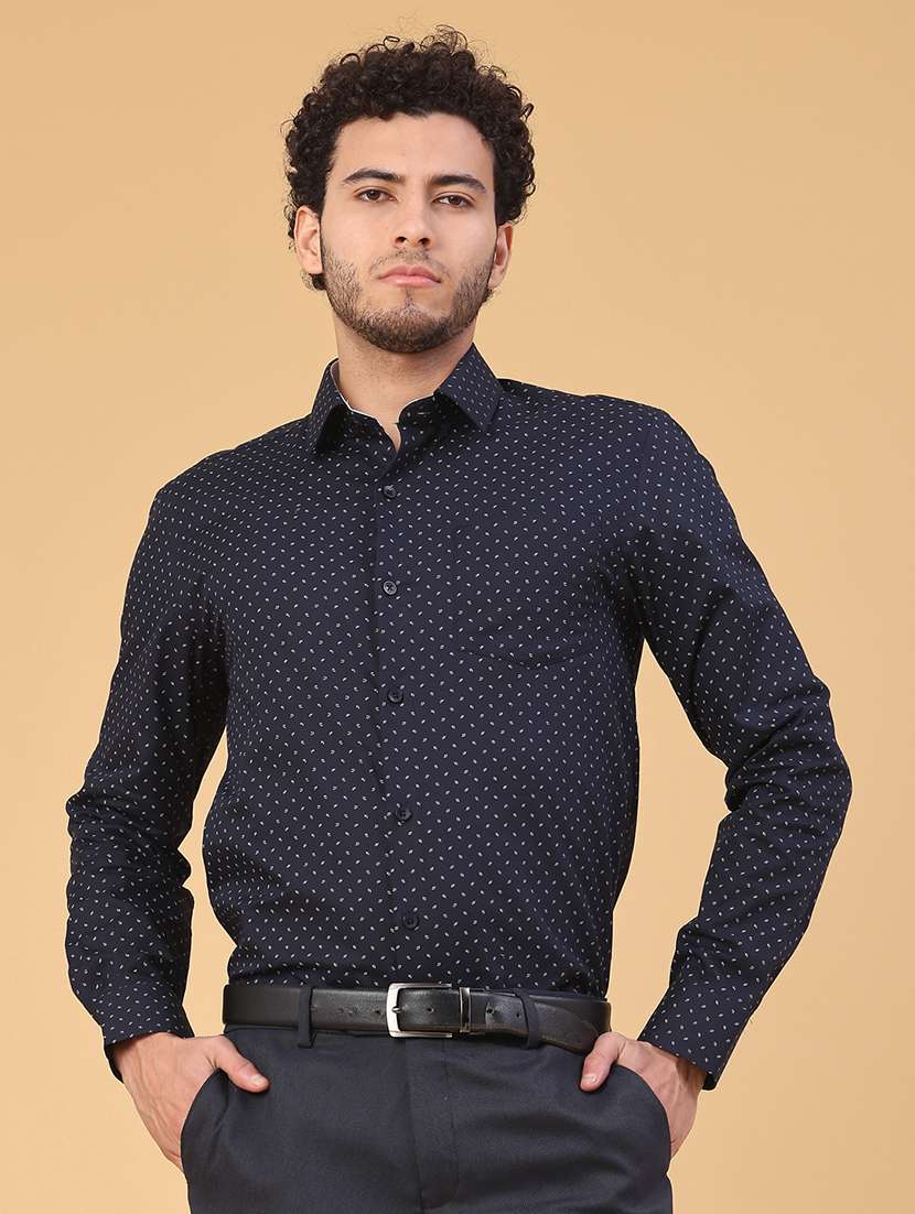 men printed long sleeve slim fit formal shirt - 22157082 -  Standard Image - 1