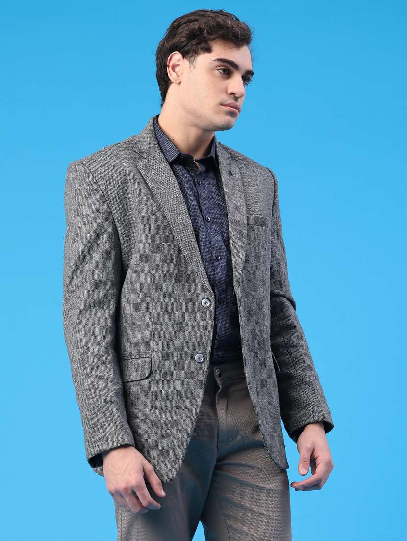 men self design single breasted casual blazer - 22157098 -  Standard Image - 1