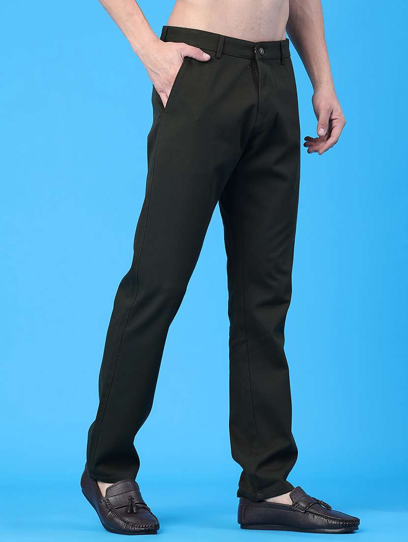 men solid mid rise chinos casual trouser - 22157100 -  Standard Image - 1