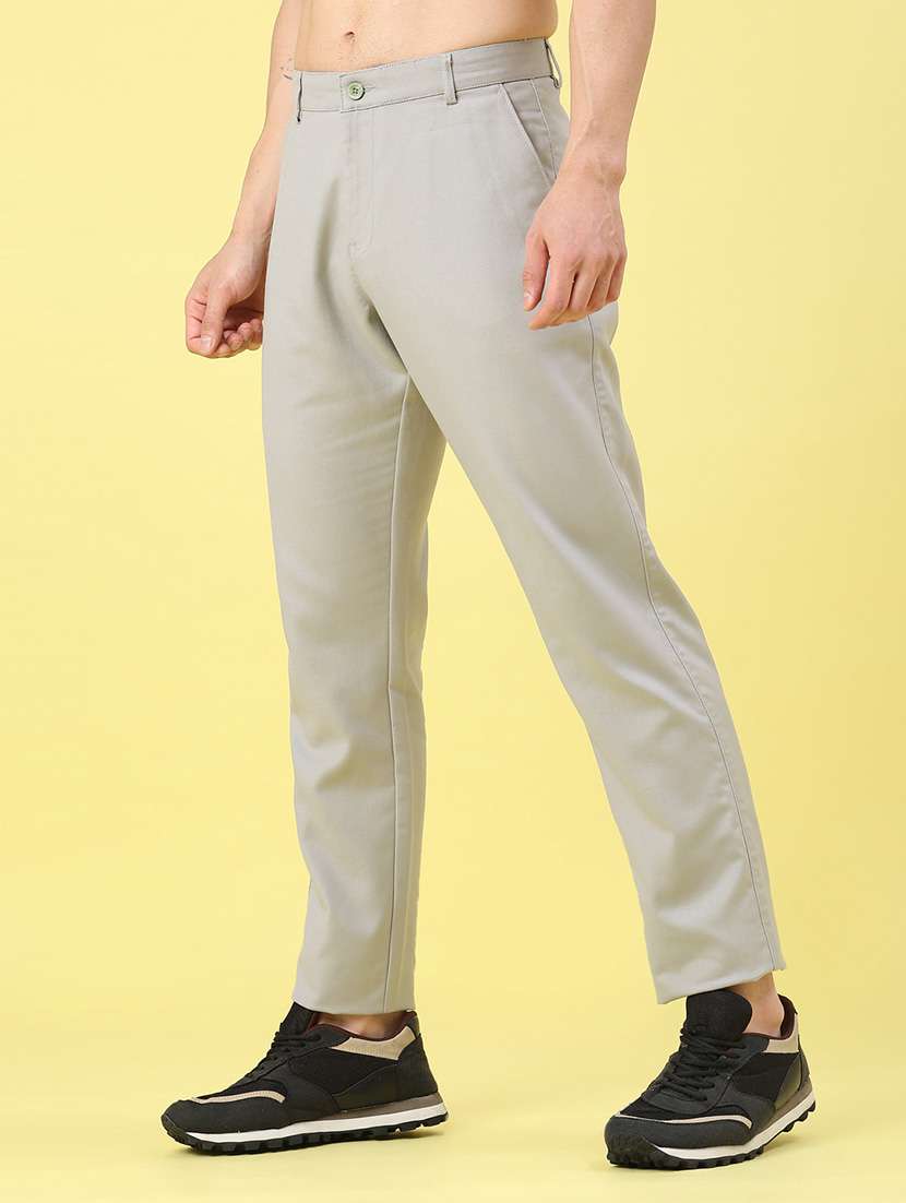 men solid mid rise chinos casual trouser - 22157101 -  Standard Image - 1