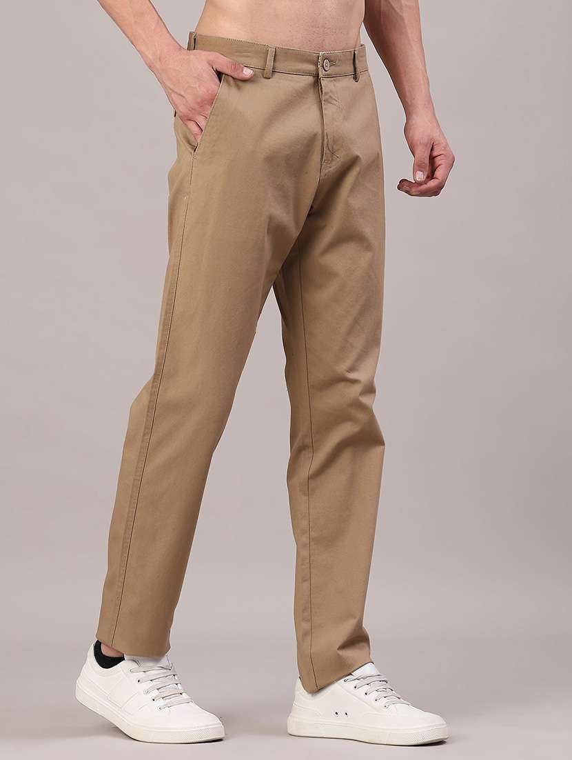men solid mid rise chinos casual trouser - 22157103 -  Standard Image - 1