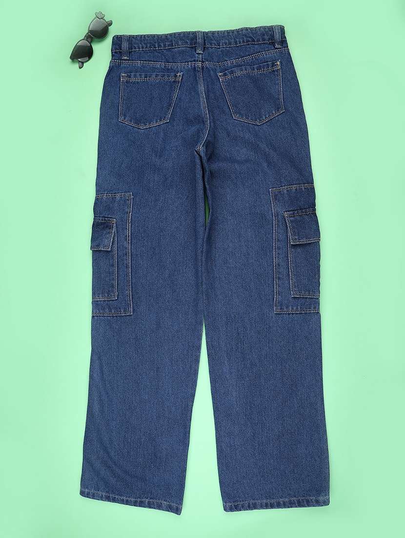 girls solid mid rise cargo - 22157117 -  Standard Image - 1