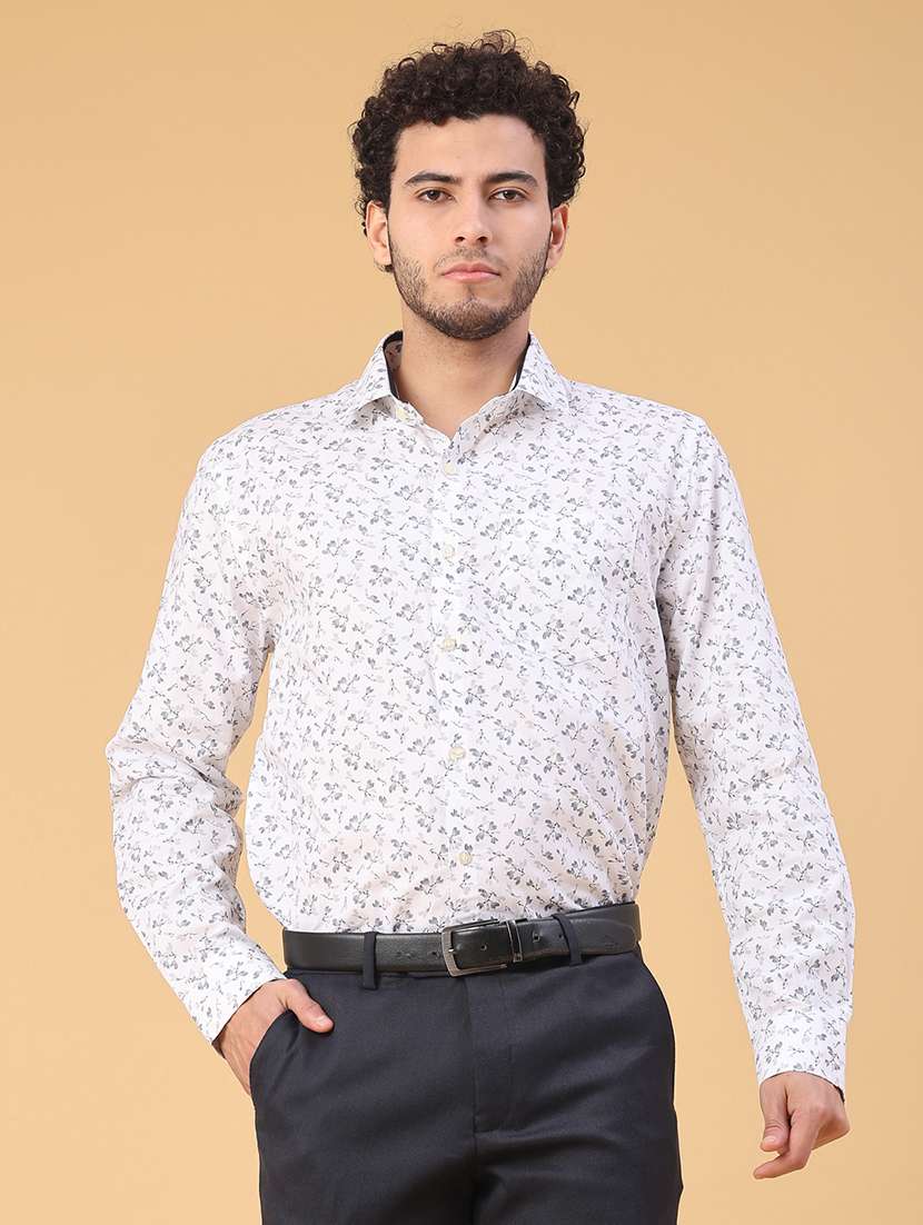 men printed long sleeve slim fit formal shirt - 22157122 -  Standard Image - 1