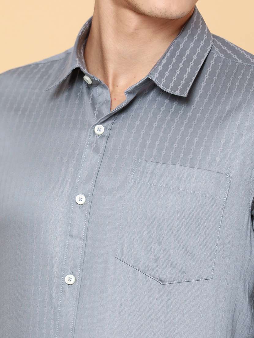 men grey cotton casual shirt - 22157138 -  Standard Image - 1