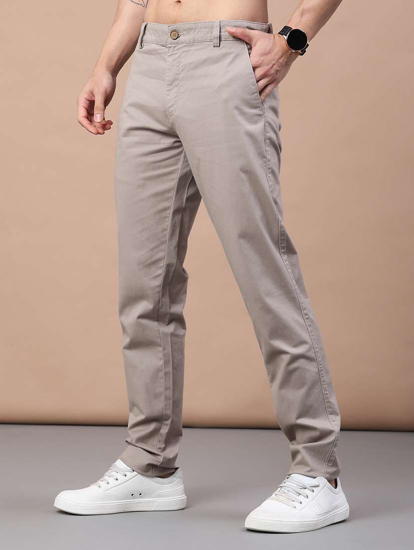 men solid mid rise chinos casual trouser - 22157149 -  Standard Image - 1