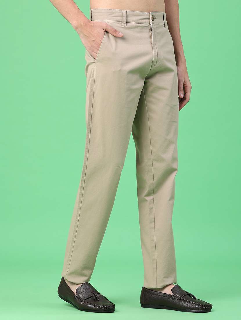 men solid mid rise chinos casual trouser - 22157150 -  Standard Image - 1