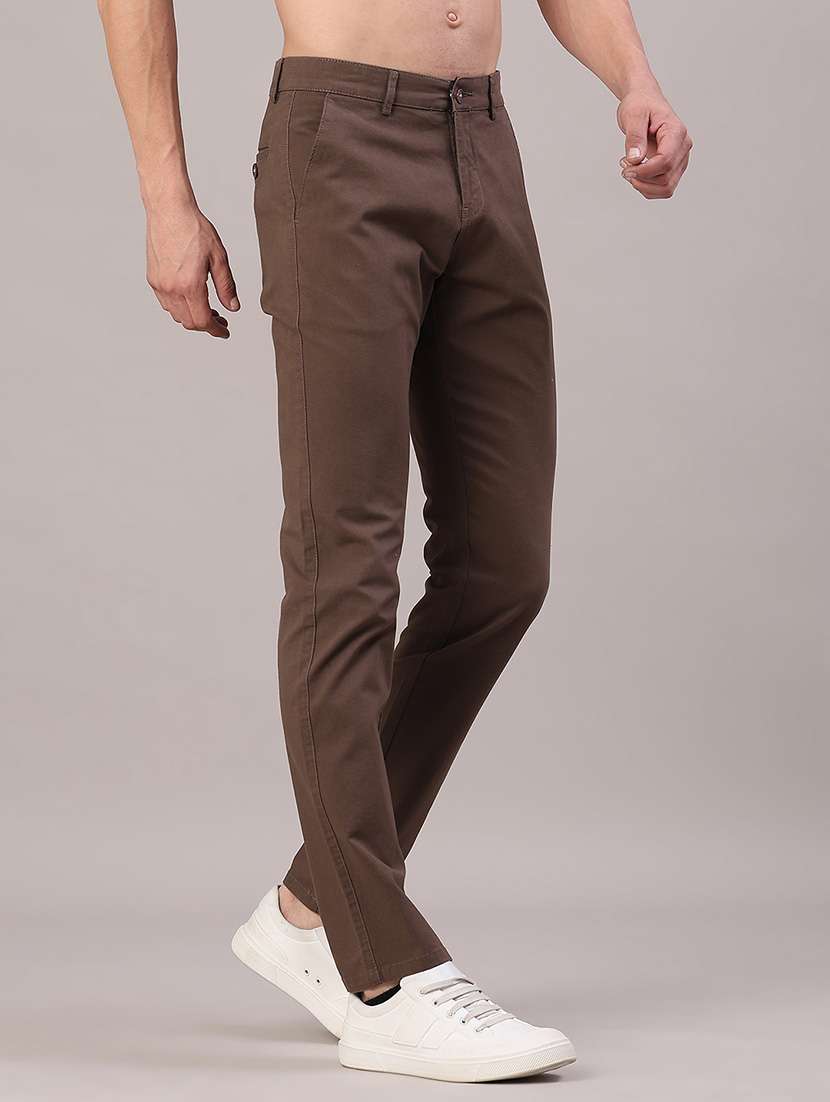 men solid mid rise chinos casual trouser - 22157190 -  Standard Image - 1