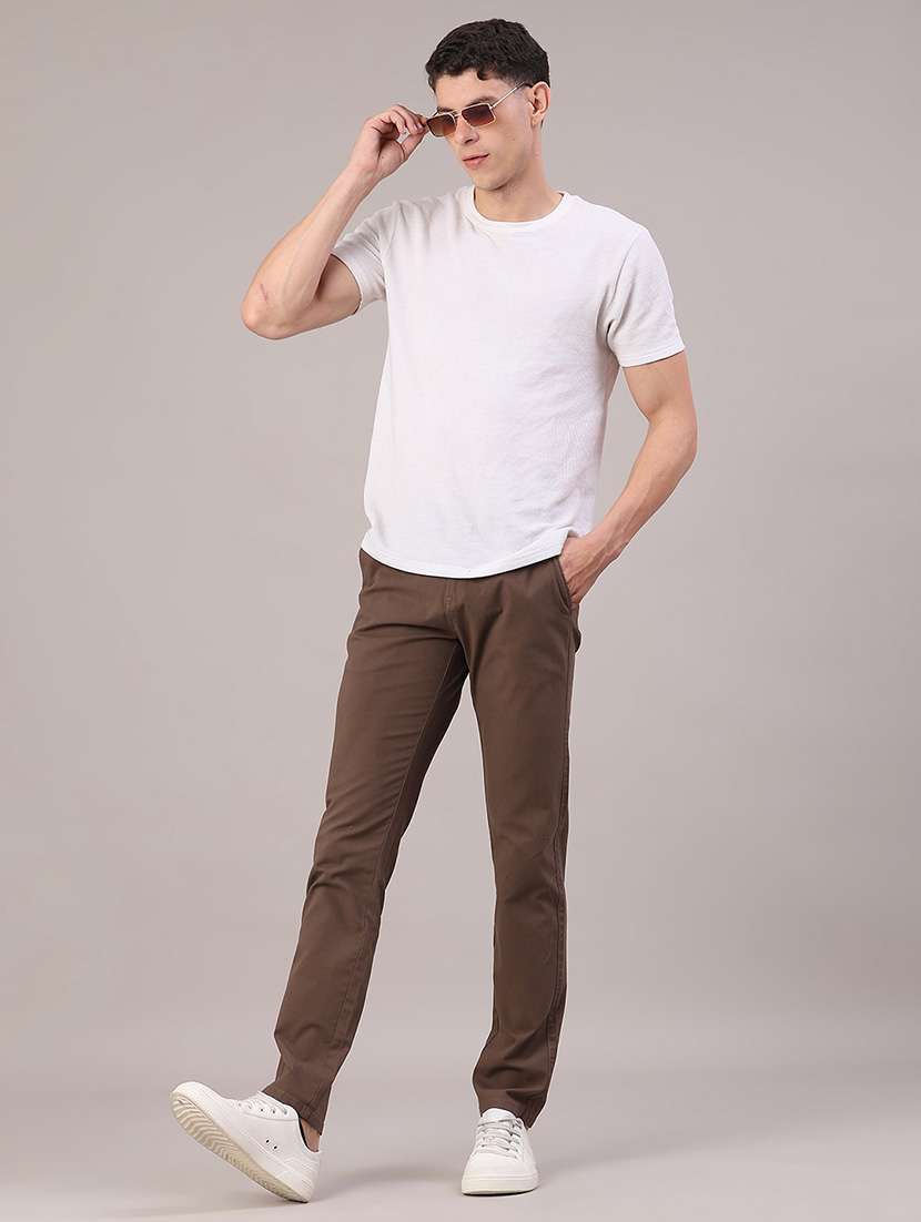 men solid mid rise chinos casual trouser - 22157190 -  Standard Image - 4