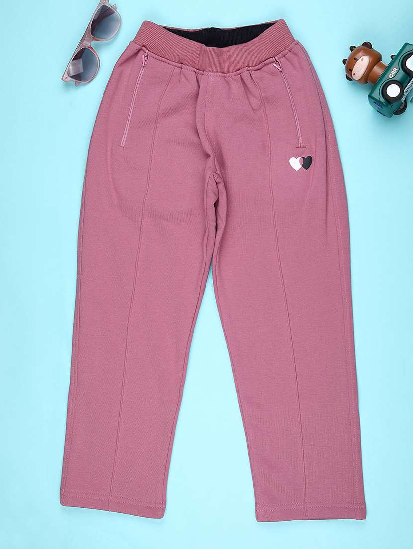 girls solid mid rise track pant