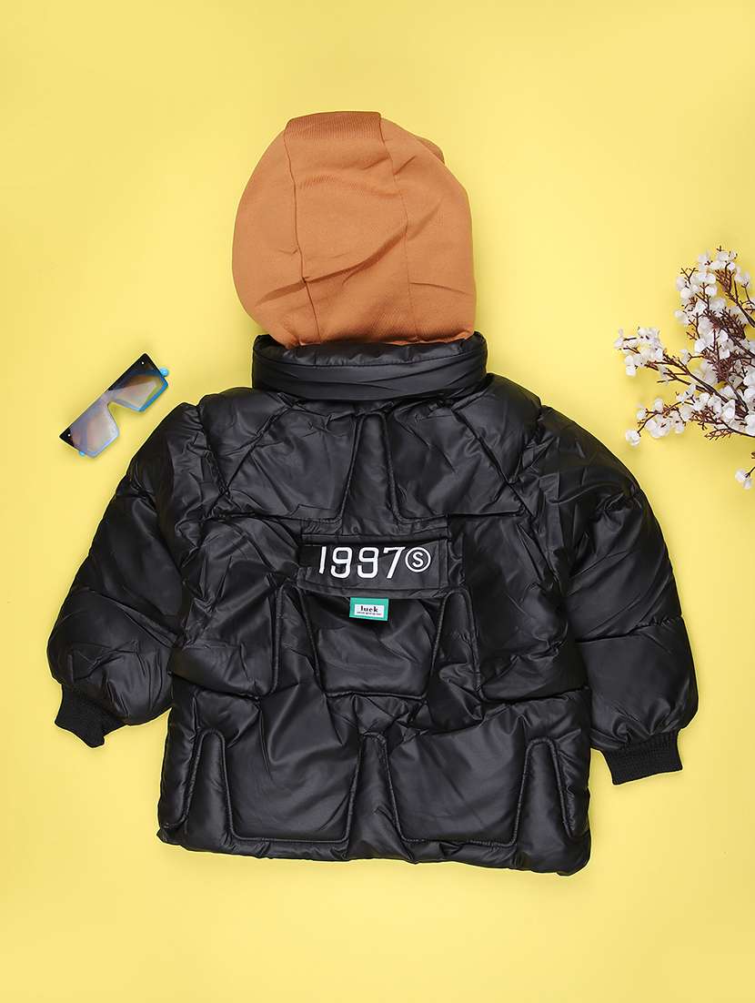 boys solid long sleeve hooded quilted jacket - 22157366 -  Standard Image - 1